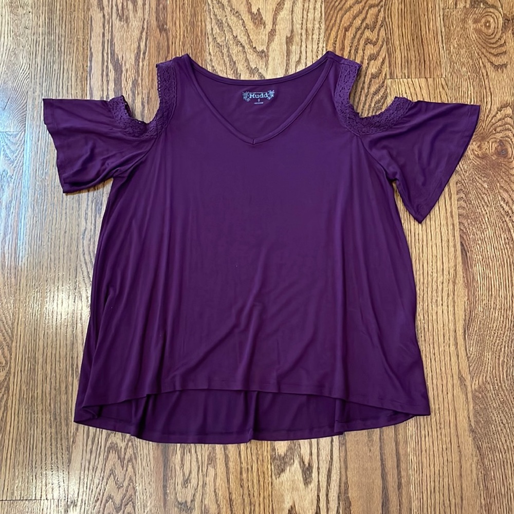 Mudd Cold Shoulder Purple Blouse